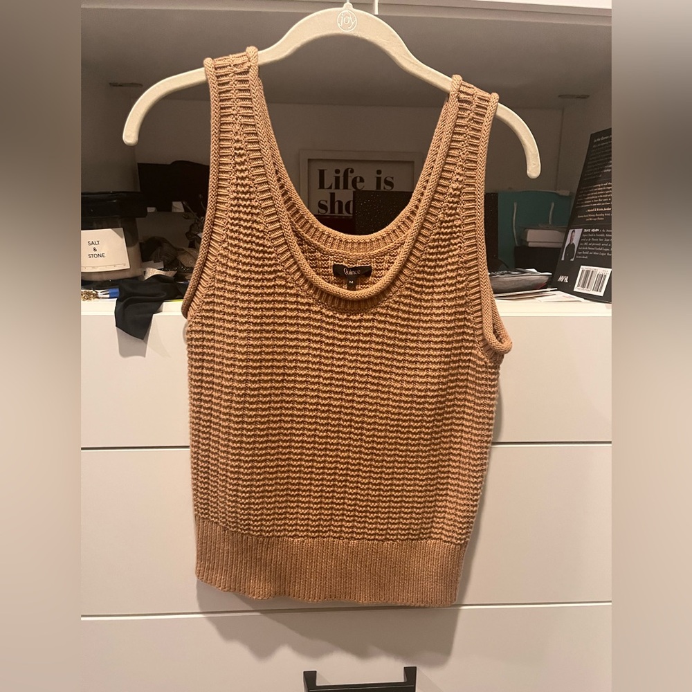 Quince Tan Sleeveless Knit Top size M